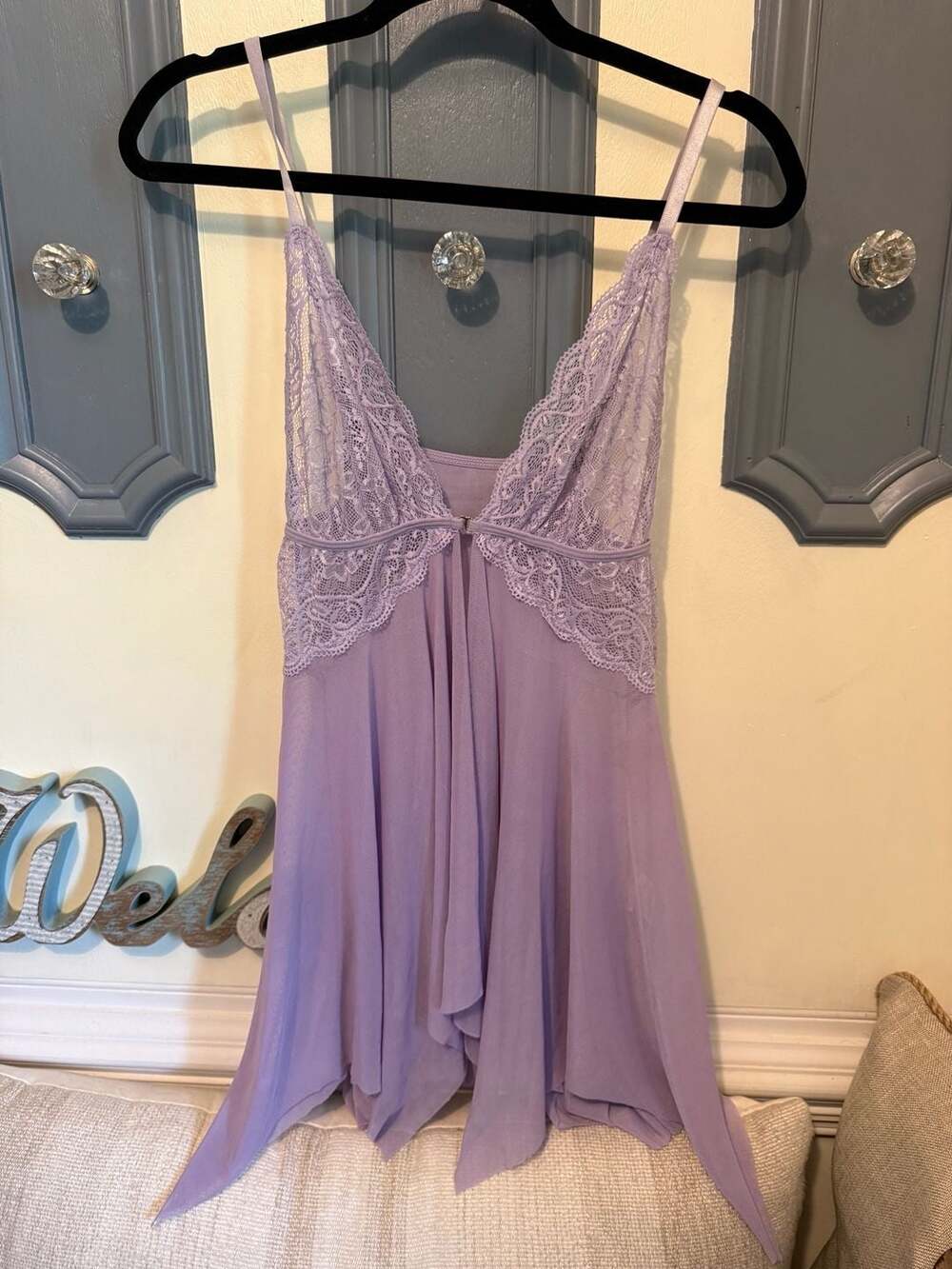 ROMWE Fairycore Contrast Lace Asymmetrical Hem Lingerie Slip